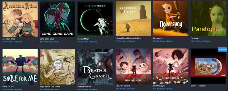 Tous les jeux inclus dans l'offre Humble Bundle Serenity Forge (Image source : Humble Bundle)