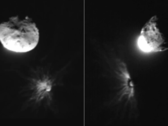 Photos de l'astéroïde après l'impact prises par le LICIACube italien (Source : NASA, ASI, et Université du Maryland ; recadré)