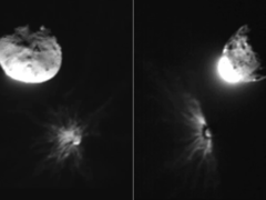 Photos de l&#039;astéroïde après l&#039;impact prises par le LICIACube italien (Source : NASA, ASI, et Université du Maryland ; recadré)