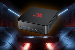 Mini PC MPC745 de Redragon sur un fond futuriste