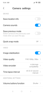 Xiaomi Mi 9 SE - Réglages vidéo.