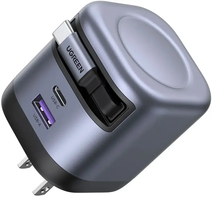 Le chargeur Ugreen Nexode 45W USB-C avec câble rétractable. (Source de l'image : Ugreen)