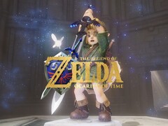 Bannière du remake de Zelda: Ocarina of Time montrant Link tenant la Master Sword