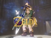 Bannière du remake de Zelda: Ocarina of Time montrant Link tenant la Master Sword