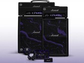 L'amplificateur, l'enceinte portable et le casque Marshall ont fait peau neuve dans des tons de violet et de noir, rehaussés de touches argentées.