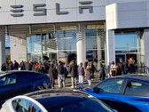 File d'attente pour un cybertruck dans une salle d'exposition Tesla à Langley, en Colombie-Britannique (image : CyberNatural_BC/X)
