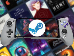 GameHub v5.2 est maintenant disponible au téléchargement. Sur la photo : un téléphone Android exécutant Steam. (Source de l'image : Steam et GameSir - édité)