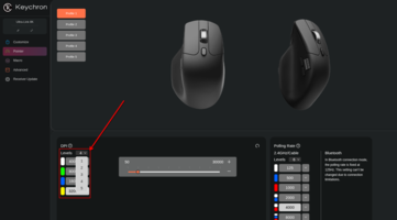 Par défaut, la Keychron M7 8K est livrée avec six niveaux de DPI. (Source de l'image : Keychron)