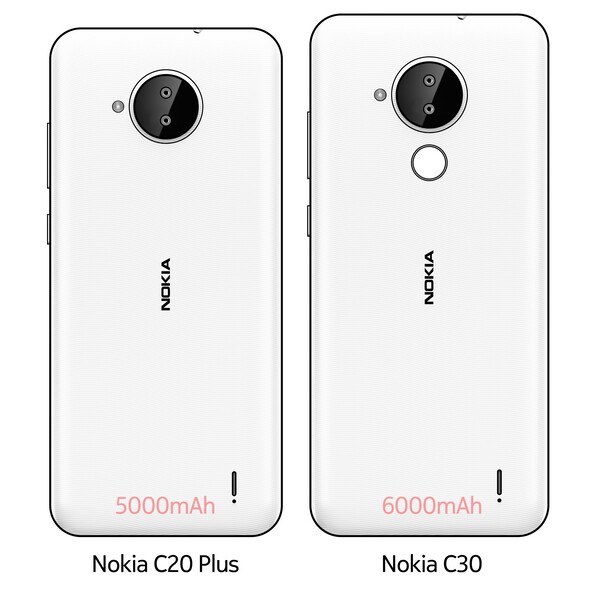 Un croquis du Nokia C20 Plus à côté du Nokia C30. (Image source : Nokiapoweruser)