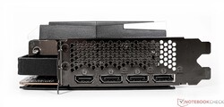 Ports externes de la Radeon RX 6950 XT Gaming X Trio 16G de MSI - 1x HDMI 2.1, 3x DisplayPort 1.4a