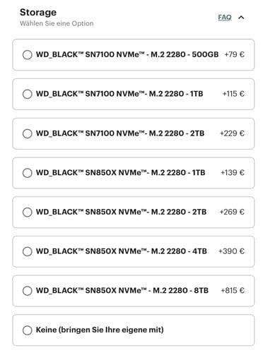 Les prix des SSD de Frameworks jusqu'à hier