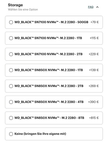Les prix des SSD de Frameworks jusqu'à hier
