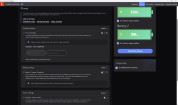 Écran des paramètres d'alimentation de Lenovo Commercial Advantage