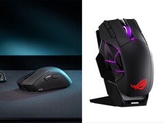 Les souris de jeu ROG Gladius IV Ace (à gauche) et ROG Spatha X 65K (à droite).
