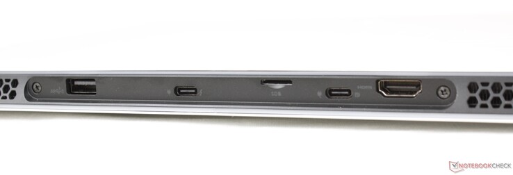 Arrière : USB-A 3.2 Gen. 1, USB-C avec Thunderbolt 4 + DisplayPort + Power Delivery, lecteur MicroSD, USB-C avec DisplayPort + Power Delivery, HDMI 2.1