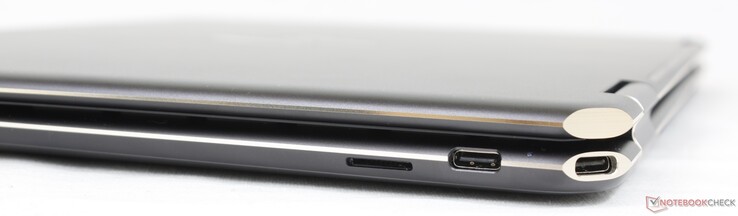 A droite : Lecteur microSD, 2x USB-C avec Thunderbolt 4 + DisplayPort + Power Delivery