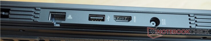 A l'arrière : RJ45 Ethernet, 1x USB-A 3.2 Gen 1, HDMI 2.0, port d'alimentation
