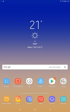 Samsung Galaxy Tab S4 - Écran d'accueil par défaut en mode tablette.