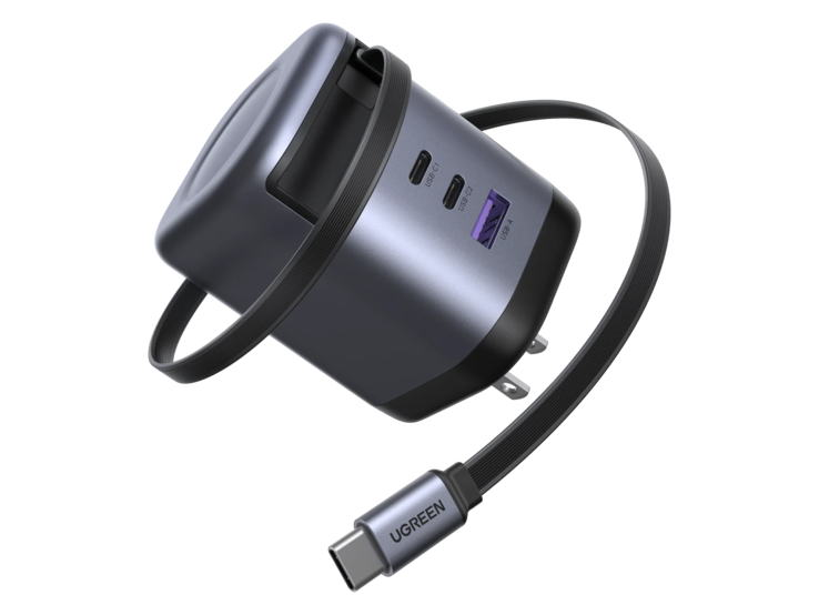 Le chargeur Ugreen Nexode 100W avec câble USB-C rétractable. (Source de l'image : Ugreen)