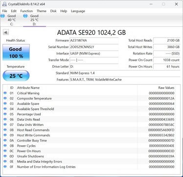ADATA SE920 communique via UASP (USB Attached SCSI Protocol)