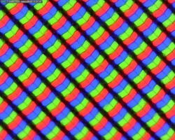 Grille de sous-pixels derrière la surface d'affichage mate