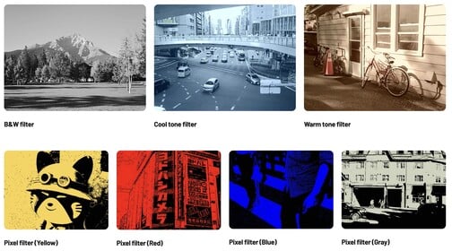 Les sept filtres qui peuvent être appliqués (Source de l'image : Kodak)