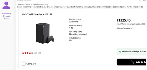 Prix de la Xbox Series X affiché dans l’UE