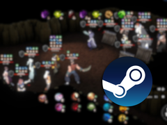 Sur la photo, le logo Steam est superposé à une capture d'écran floue du jeu WindStop Strategy. (Source de l'image : Steam - édité)