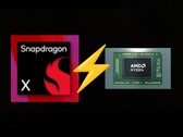 Le Snapdragon X d'entrée de gamme affronte le Ryzen 7 8840U dans le test multicœur Geekbench 6. (Source des images : AMD, Qualcomm, édité)