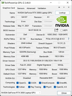 GPU-Z : RTX 3050