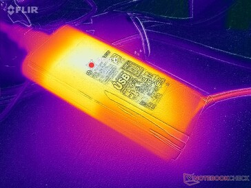 L'adaptateur CA atteint presque 60 °C lorsque des charges exigeantes sont utilisées pendant des périodes prolongées