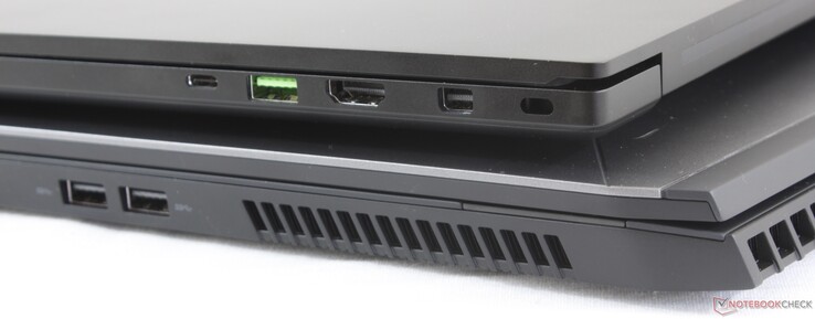 Côté droit : Thunderbolt 3, USB A 3.2, HDMI 2.0, MiniDisplayPort 1.4, verrou de sécurité Kensington.