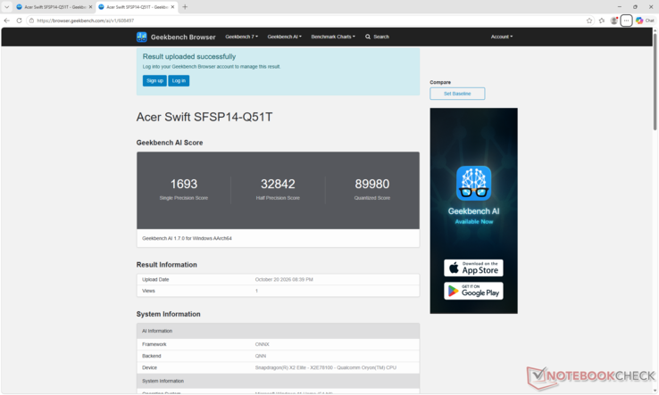 GeekBench AI 1.7 utilisant le backend QNN atteint des performances quantifiées supérieures à celles des solutions AMD Zen 5 et Intel Panther Lake actuelles