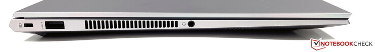 Côté gauche : Emplacement pour un verrou de sécurité, USB-A (3.2 Gen.1), prise stéréo 3,5 mm