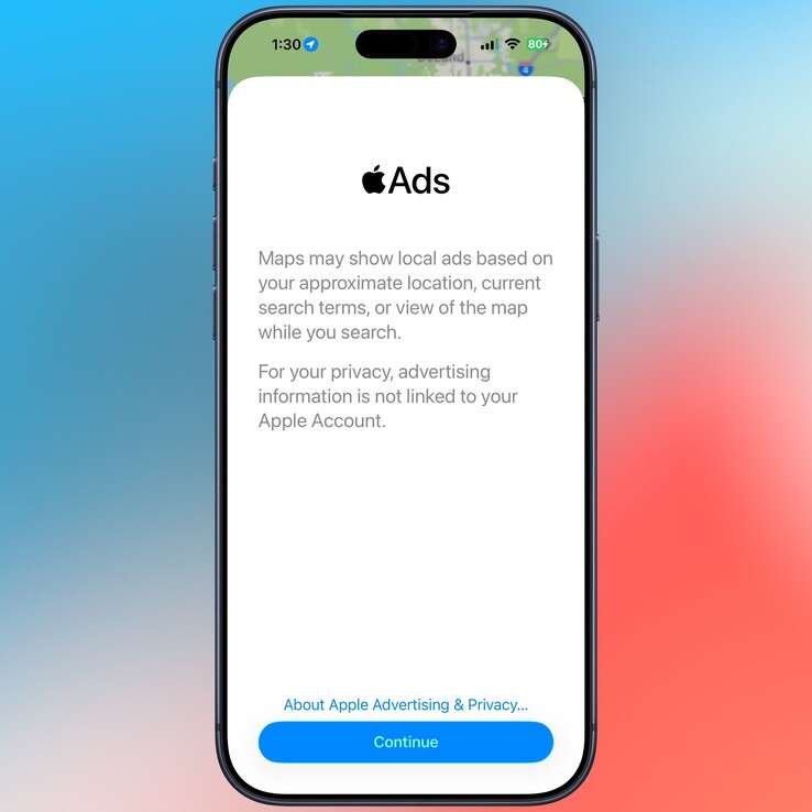 Avertissement concernant les publicités sur Apple Maps