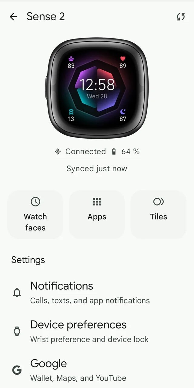 La nouvelle page Appareil de l'application Fitbit. (Source de l'image : u/Accomplished-Put6532 via Reddit)