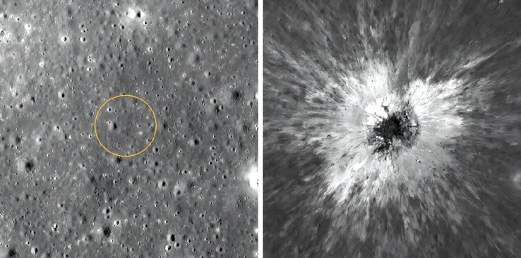 Une image montrant la zone d'impact avant et après.