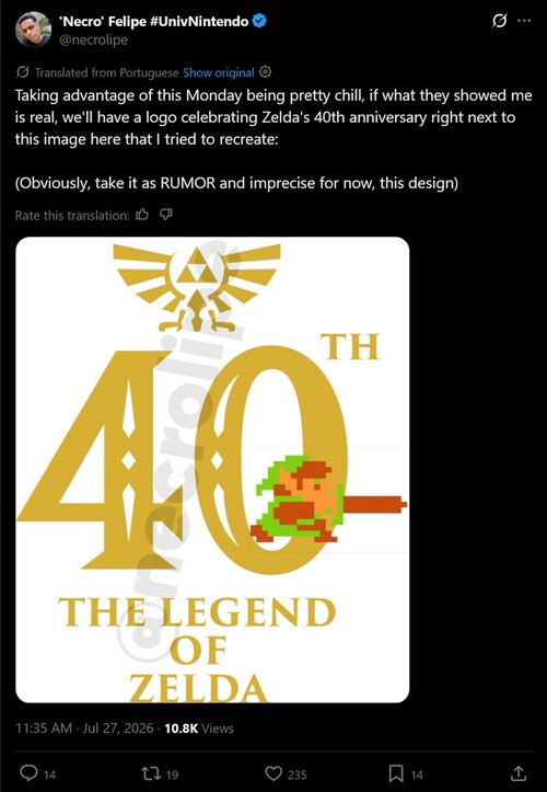 Le logo « Necro » de Felipe Zelda, divulgué à l'occasion du 40e anniversaire, est présenté
