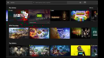 Illustration : L'application Nvidia GeForce Now sur Steam Deck, avec les meilleures ventes des magasins et le GFN Thursday de Nvidia (qui ajoute de nouveaux jeux tous les jeudis) (Source d'image : capture d'écran réalisée avec l'autorisation de l'application native de Nvidia)