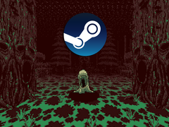 Une capture d'écran du jeu avec le logo Steam superposé.