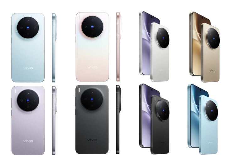 De gauche à droite, les options de couleur du X300 et du X300 Pro de Vivo, selon les rumeurs de lancement mondial. (Source de l'image : Vivo)