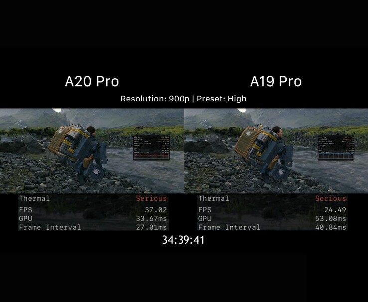 Performances de Death Stranding après le bridage thermique : A20 Pro vs A19 Pro