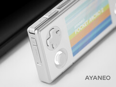 Un gros plan sur le Pocket Micro 2, disponible en deux couleurs.
