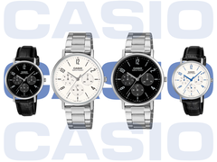 De gauche à droite : Casio MTP-VT06L-1B, MTP-VT06D-7B, MTP-VT06D-1B et MTP-VT06L-7B.