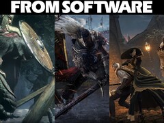 Collage avec les jeux de FromSoftware et le logo de l&#039;entreprise (Source de l&#039;image : FromSoftware, Steam avec modifications)
