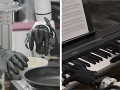 Genesis AI montre des mains robotisées effectuant des tâches de motricité fine telles que casser des œufs, couper des tomates, connecter des câbles et jouer du piano.