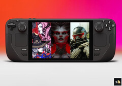 La nouvelle sélection de choix comprend Crysis 3 Remastered et Diablo IV. Illustration : Steam Deck avec la couverture de l'offre à l'écran.