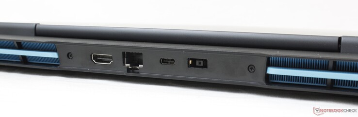 Arrière : HDMI 2.0, Gigabit RJ-45, USB-C 3.2 Gen. 2 avec Power Delivery 3.0 + DisplayPort 1.4, adaptateur secteur