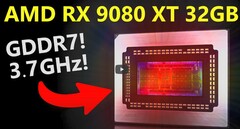 RX 9080 XT ES spéculation (image source : @MooresLawIsDead YouTube)