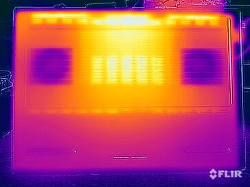 Températures de surface de l'essai sous contrainte (en bas)